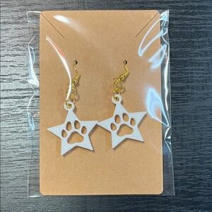 Star Paw Print Earrings in Gold and White Gold Plated Hypoallergenic